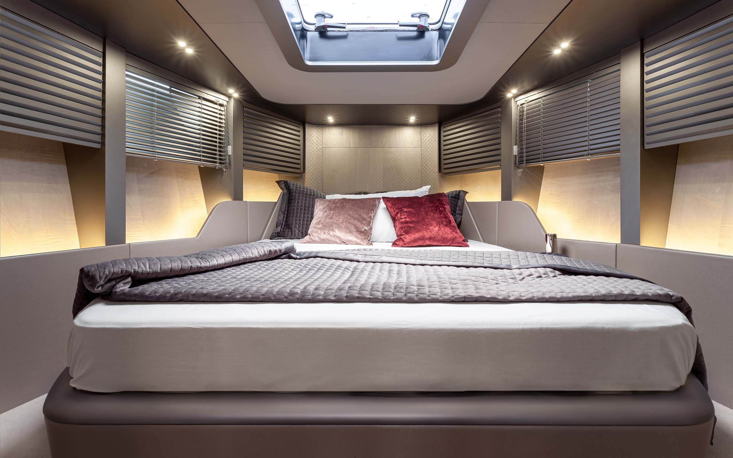 Motor Yacht 40ft Master Bedroom Interior by Suvorov Yacht Design