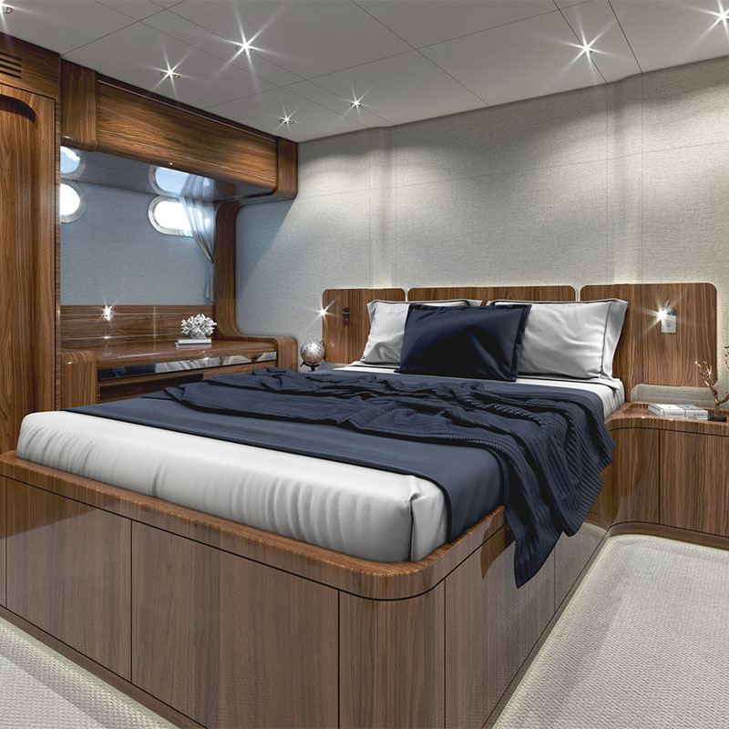 Classic motor yacht interior design by Suvorov Yacht Design