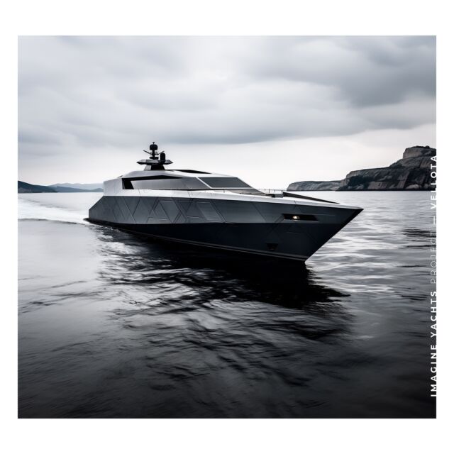 Full aluminium hull decorated with intricate pattern is contrasting with rigid shapes of the yacht of 18 meters and highlights the character
